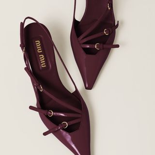 Miu Miu, Patent Leather Slingbacks with Buckles