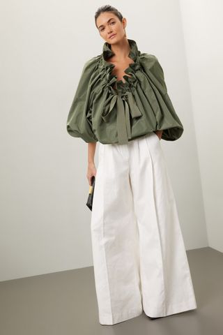 Nina Ricci Linen Pleated Palazzo Trousers Rent the Runway