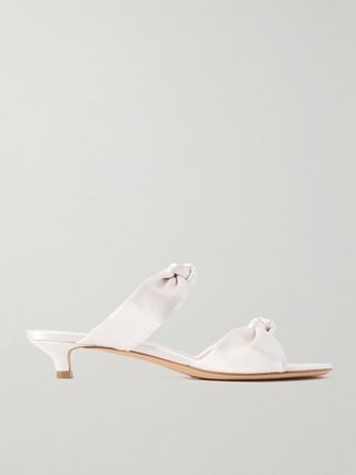 White satin knot sandals