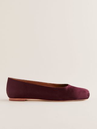 Burgundy satin ballet flats