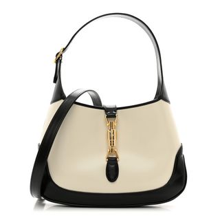 Gucci Boarded Dyana Lux Calfskin Bi-Color Small Jackie 1961 Hobo Mystic White Black