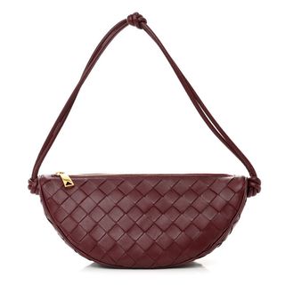 Bottega Veneta Nappa Intrecciato Half Moon Pouch on Strap Barolo