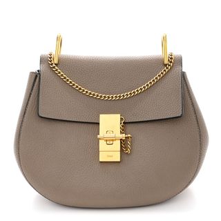 Chloe Grained Lambskin Drew Shoulder Bag Motty Grey