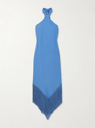 Nina Fringed Crepe Halterneck Maxi Dress