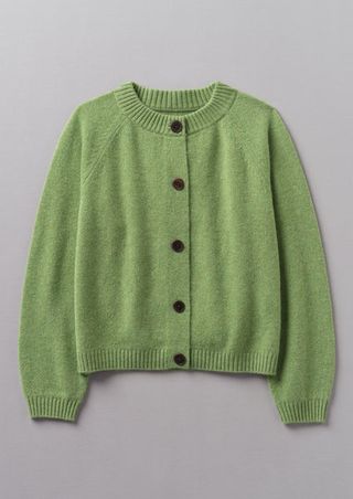 Eden Wool Cashmere Raglan Cardigan | Pea Shoot