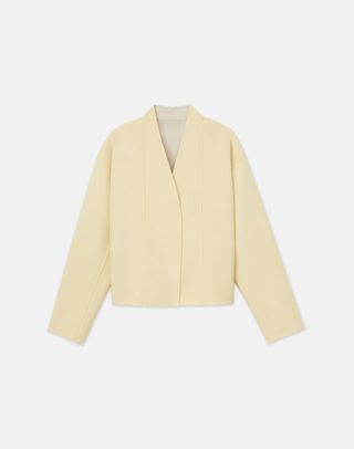 Wool-Silk Double Face Reversible Open Front Jacket