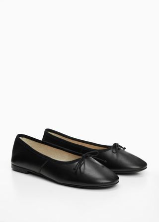 Bow Leather Ballerina - Women