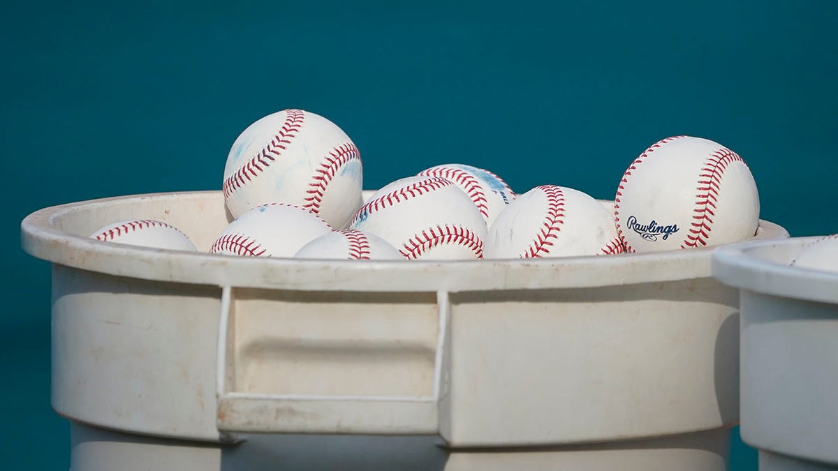 Bucket of baseballs