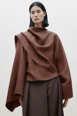 ASYMMETRIC LINEN CAPE