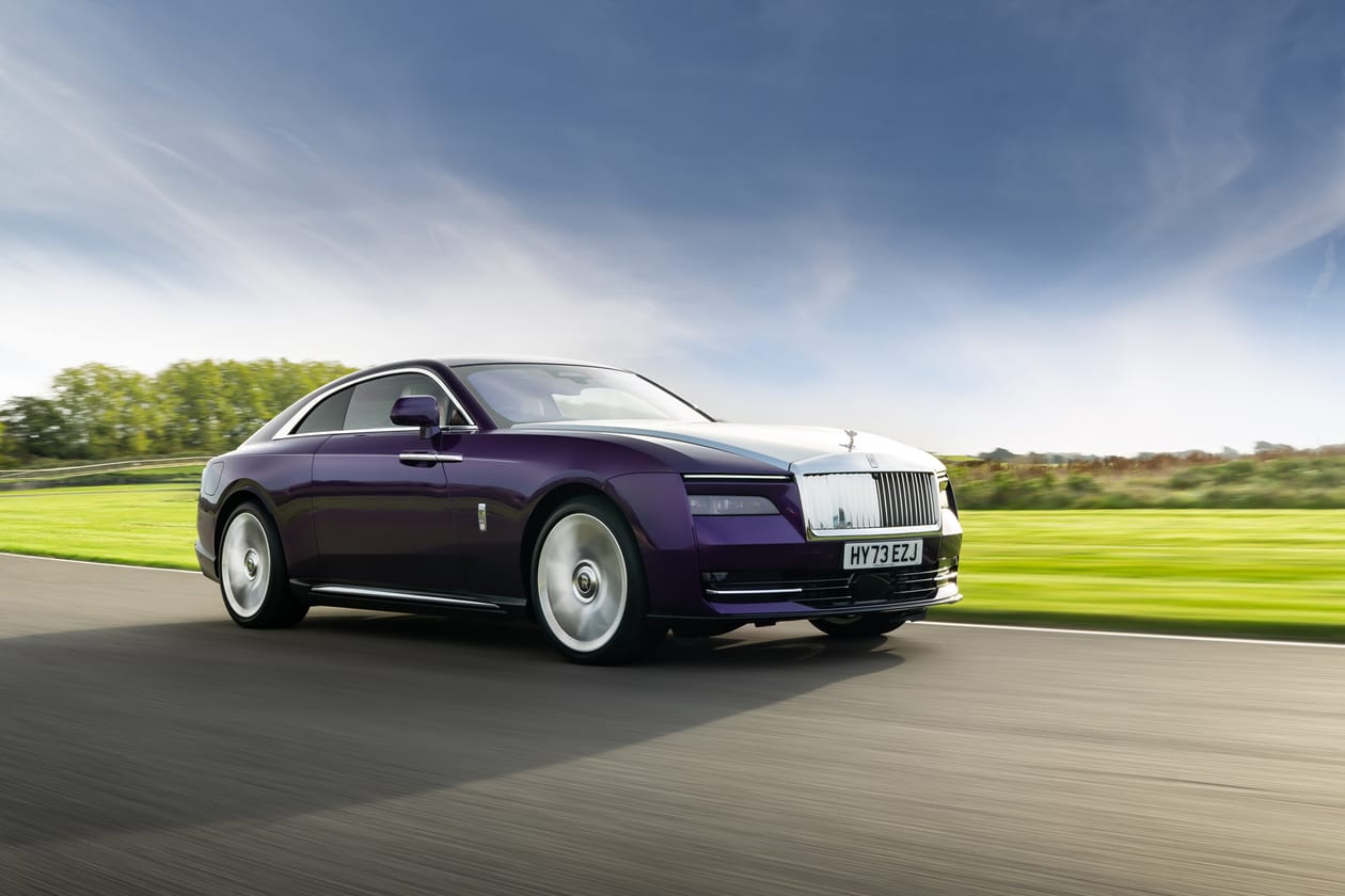 Rolls-Royce Spectre Test Drive Review Photos Purple Luxury Quiet Still Comfort Driver Passenger Solid