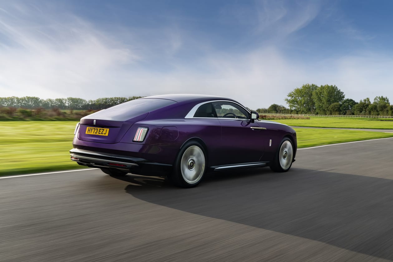 Rolls-Royce Spectre Test Drive Review Photos Purple Luxury Quiet Still Comfort Driver Passenger Solid