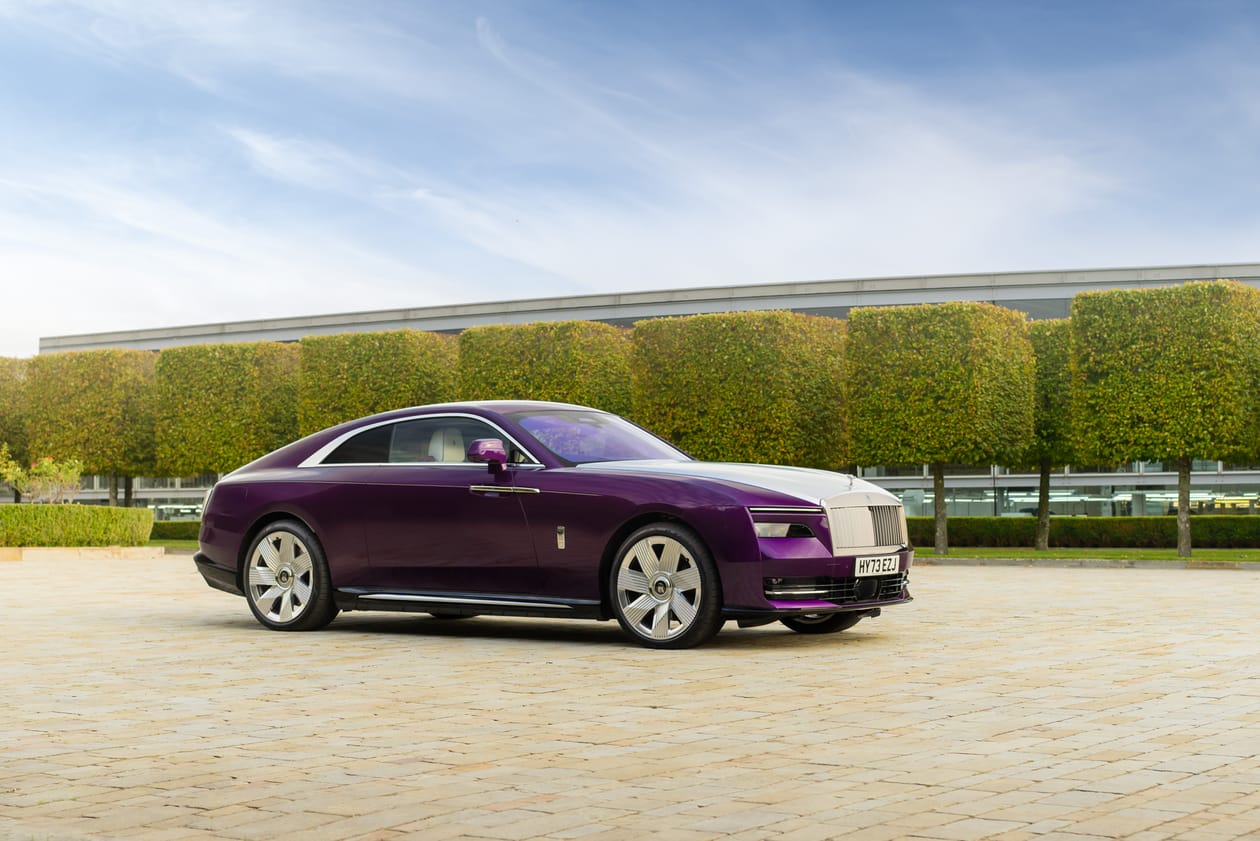 Rolls-Royce Spectre Test Drive Review Photos Purple Luxury Quiet Still Comfort Driver Passenger Solid