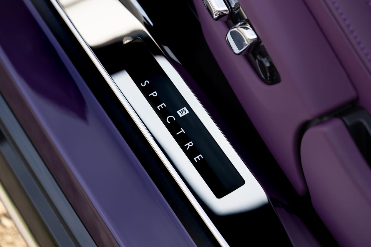 Rolls-Royce Spectre Test Drive Review Photos Purple Luxury Quiet Still Comfort Driver Passenger Solid