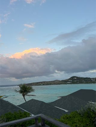 A view of the ocean from my room at the Rosewood Le Guanahani resort.