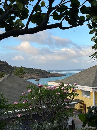 A view of the ocean from Rosewood Le Guanahani resort.