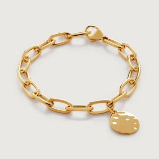 Gold Vermeil Id Oval Charm Adjustable Bracelet - Id Oval Charm Bracelet