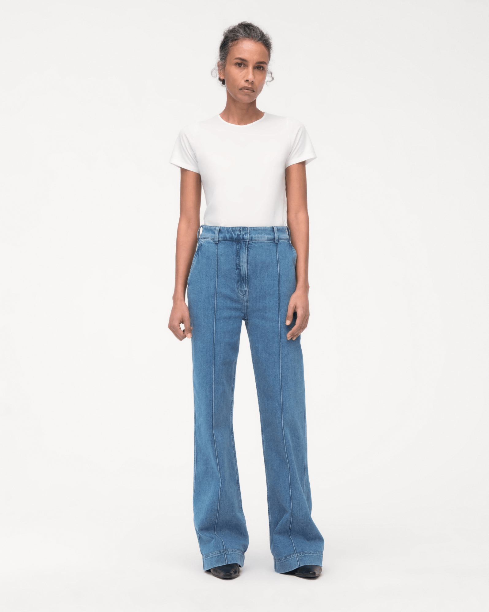 Another Tomorrow High-Waisted Denim Trouser