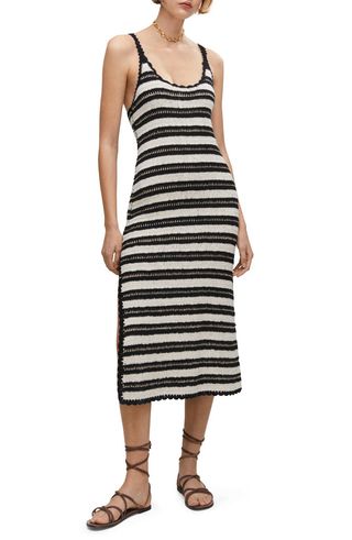 Stripe Crochet Midi Dress