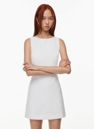 White high-neck mini dress