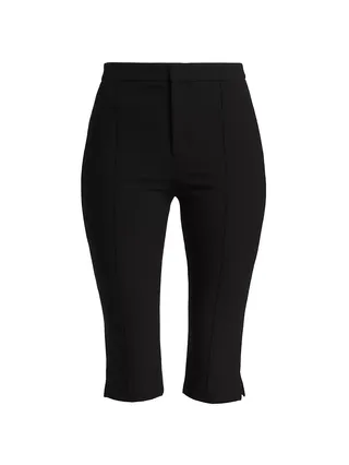 Crepe Pintuck Slim-Fit Capri Pants