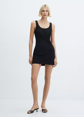 mango, Short Low-Neck Dress