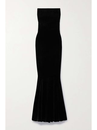 NORMA KAMALI, Strapless Velvet Maxi Dress