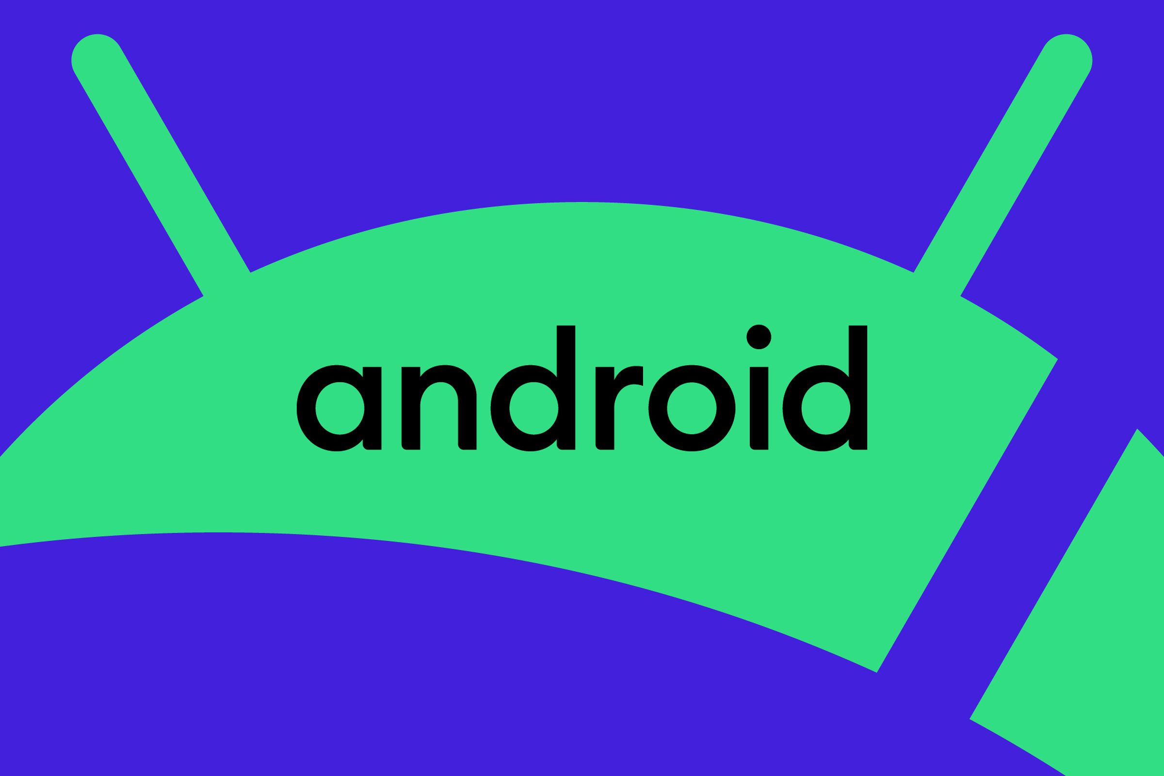 Android logo on a green and blue background