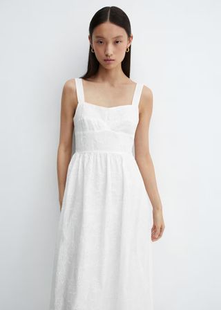 Mango, Embroidered Cotton Dress