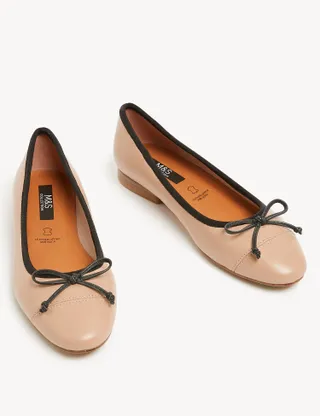 M&S Collection, Leather Bow Ballet Pumps