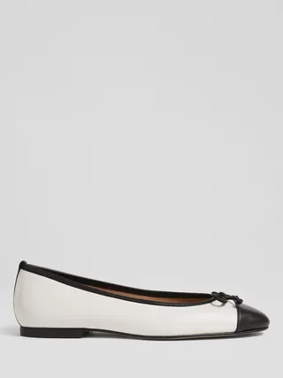 L.k.bennett Kara Leather and Patent Toe Cap Ballet Pumps, White/black