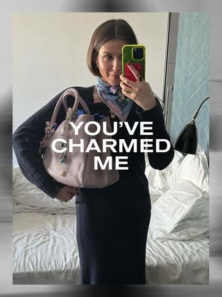 @pigmamii holding bag with charms taking mirror photo