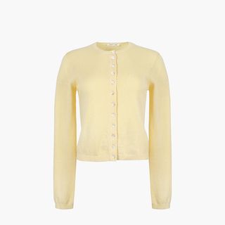 pale yellow Sandy Liang cardigan with pearl buttons