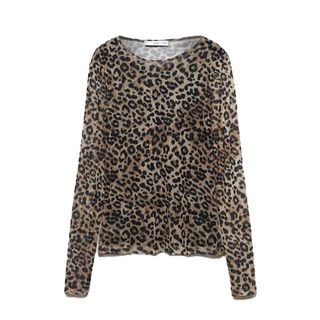 Mango long sleeve leopard print top