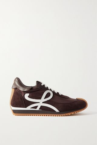 Flow Logo-Appliquéd Shell, Suede and Leather Sneakers