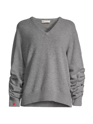 V-Neck Stretch Wool Sweater