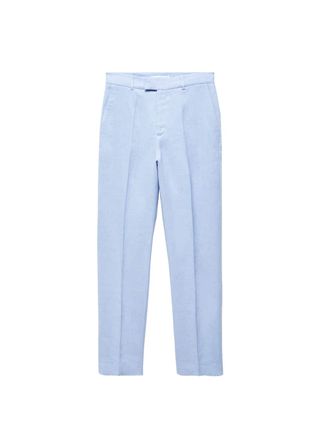 light blue linen trousers for women