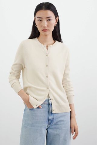 Soft Goat White Cardigan