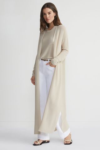 Mercerized Cotton Ribbed Duster Cardigan