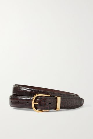 Louise Croc-Effect Leather Belt