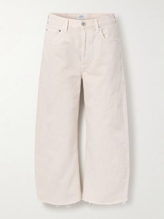 Ayla Cropped Frayed High-Rise Barrel-Leg Jeans