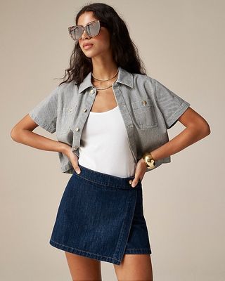 Denim Skort in Rinse Wash