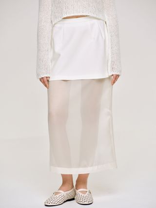 Sheer Midi Skirt, White