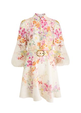 Natura Floral-Print Linen Mini Dress