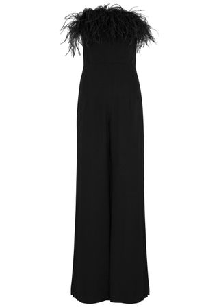 Taree Feather-Trimmed Jumpsuit