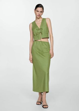 Long Skirt With Adjustable Bow - Women