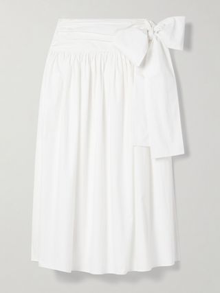 Magda Butrym Gathered Cotton-Poplin Midi Wrap Skirt