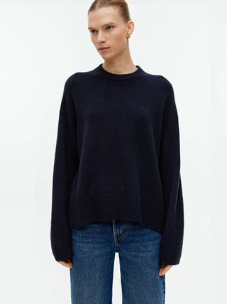 Relaxed Cashmere-Wool Jumper - Dark Blue - Arket Gb