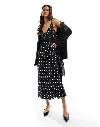 Asos Design High Apex Maxi Slip Dress in Spun in Mono Spot