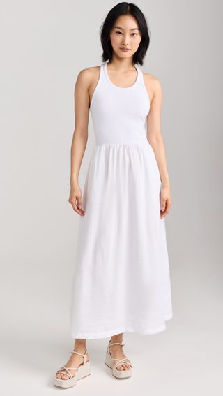 Linen Racerback Mix Media Midi Dress