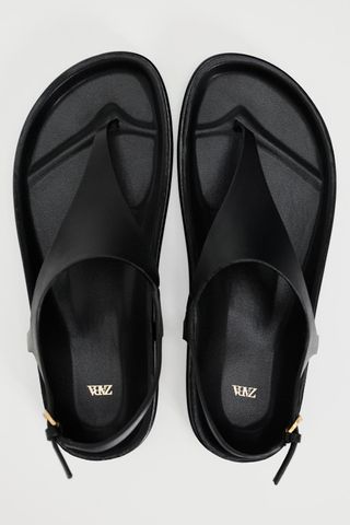 Flat Leather Slider Sandals